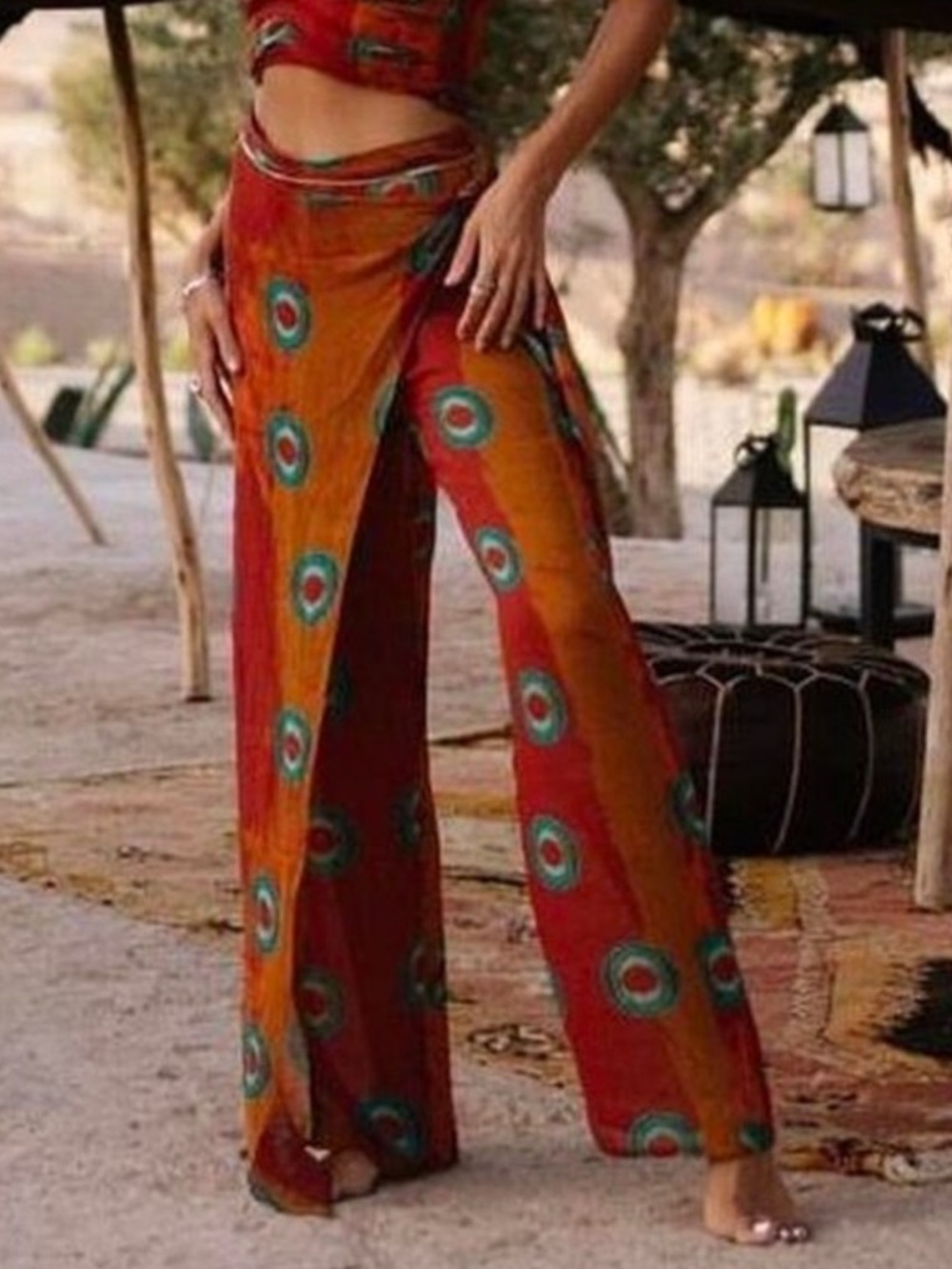 Zara Multicolor Tie-Dye Top - Red Orange Teal
